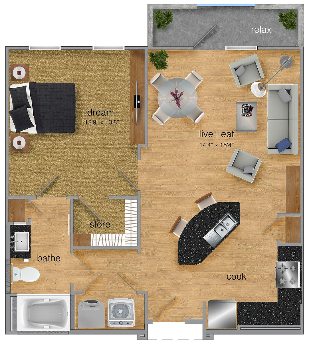 Floor plan One-bedroom One Bath