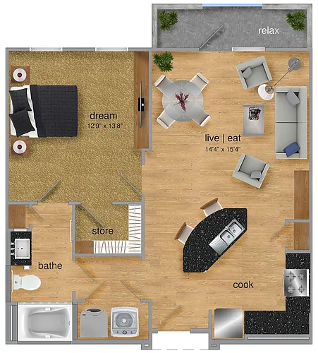 Floor plan One-bedroom One Bath