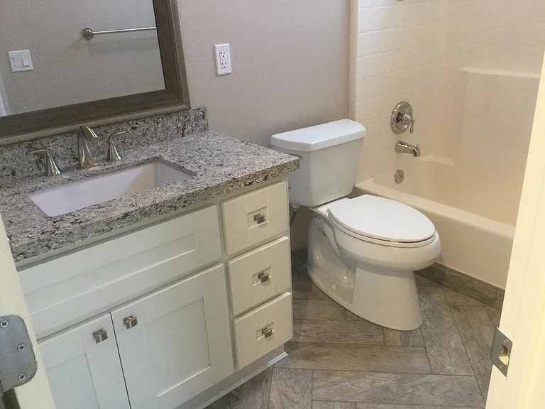 tile floor and granite top