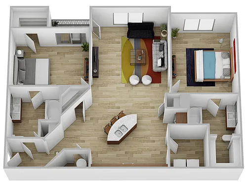 Floor plan 2 Bed, 2 Bath B