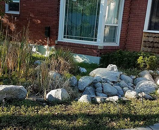 Bay window over small pond
