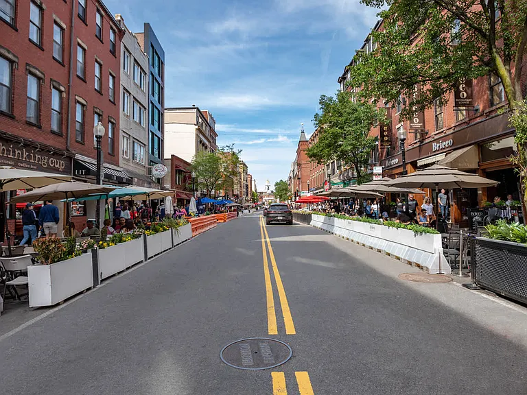 Grab a bite to eat along North End's Hanover Street.