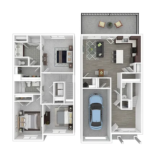 Floor plan Plan M 3 Bed x 2.5 Bath