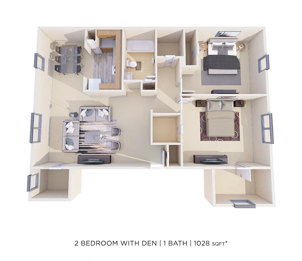 Floor plan Two Bedroom - 1,028 sqft