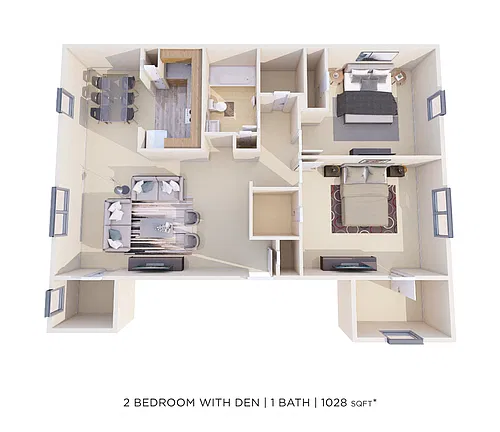 Floor plan Two Bedroom - 1,028 sqft