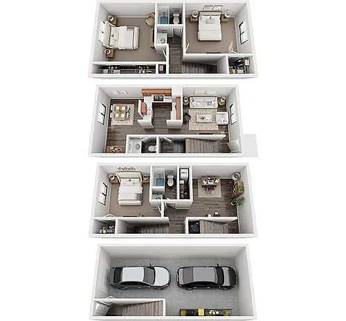 Floor plan 3 Bedroom x 2.5 Bath Townhome - Standard