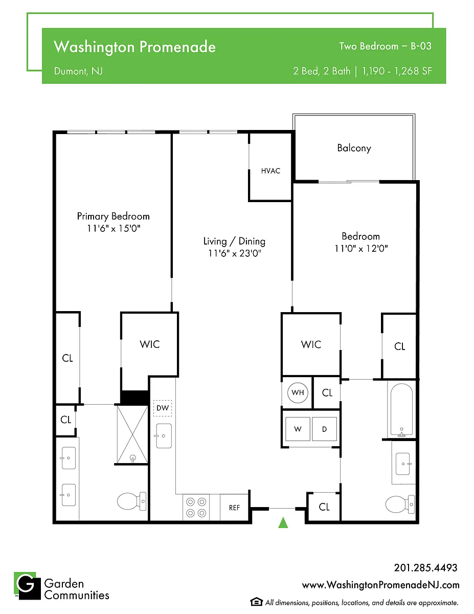Floor plan $3.53/sq.ft. - Two Bedroom - B-03