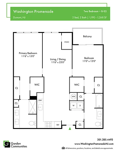 Floor plan $3.53/sq.ft. - Two Bedroom - B-03