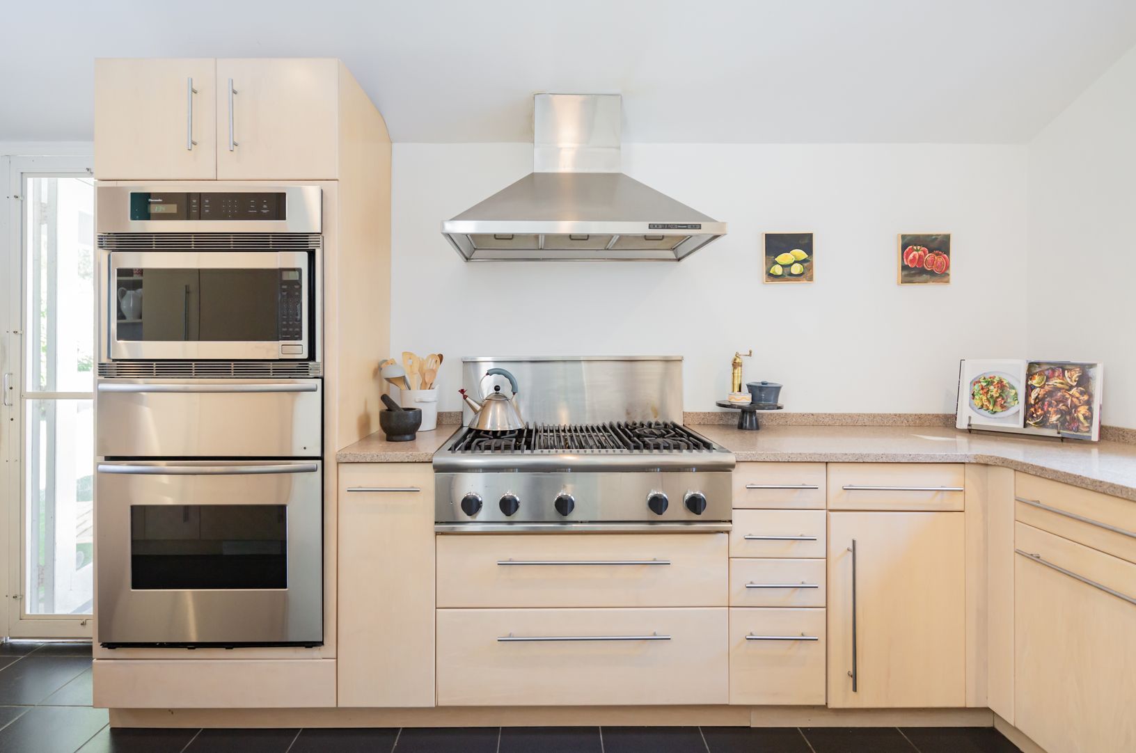  Modern kitchen with stainless steel appliances