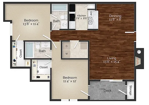 Floor plan Two Bedroom - B2 Renovated