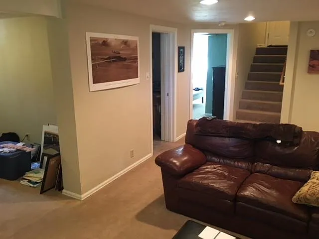 Downstairs garden level with open floor plan