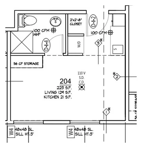 Floor plan South Base Levels 1-4