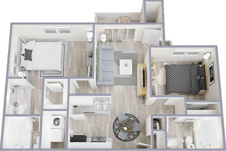 2 Bed Downstairs Floorplan Diagram