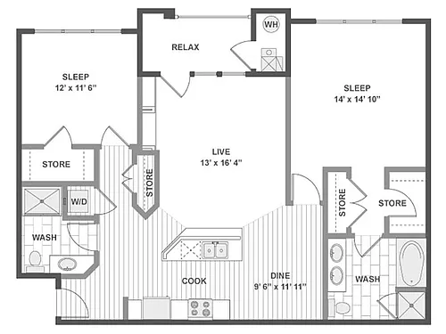 Floor plan 2X2-1214