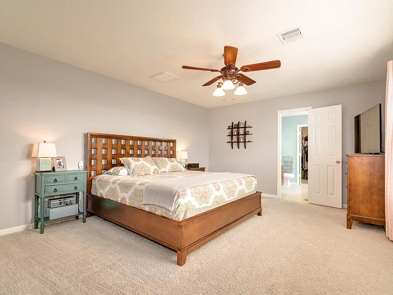 16x13 -King size bed for size -now tile, no carpet
