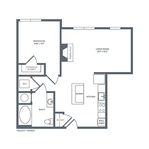 Floor plan A09R | 1 Bed | 1 Bath