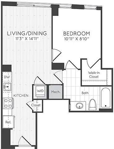 Floor plan 1 Bed/1 Bath