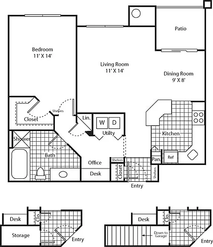 Floor plan One Bed A-3 - Phase I