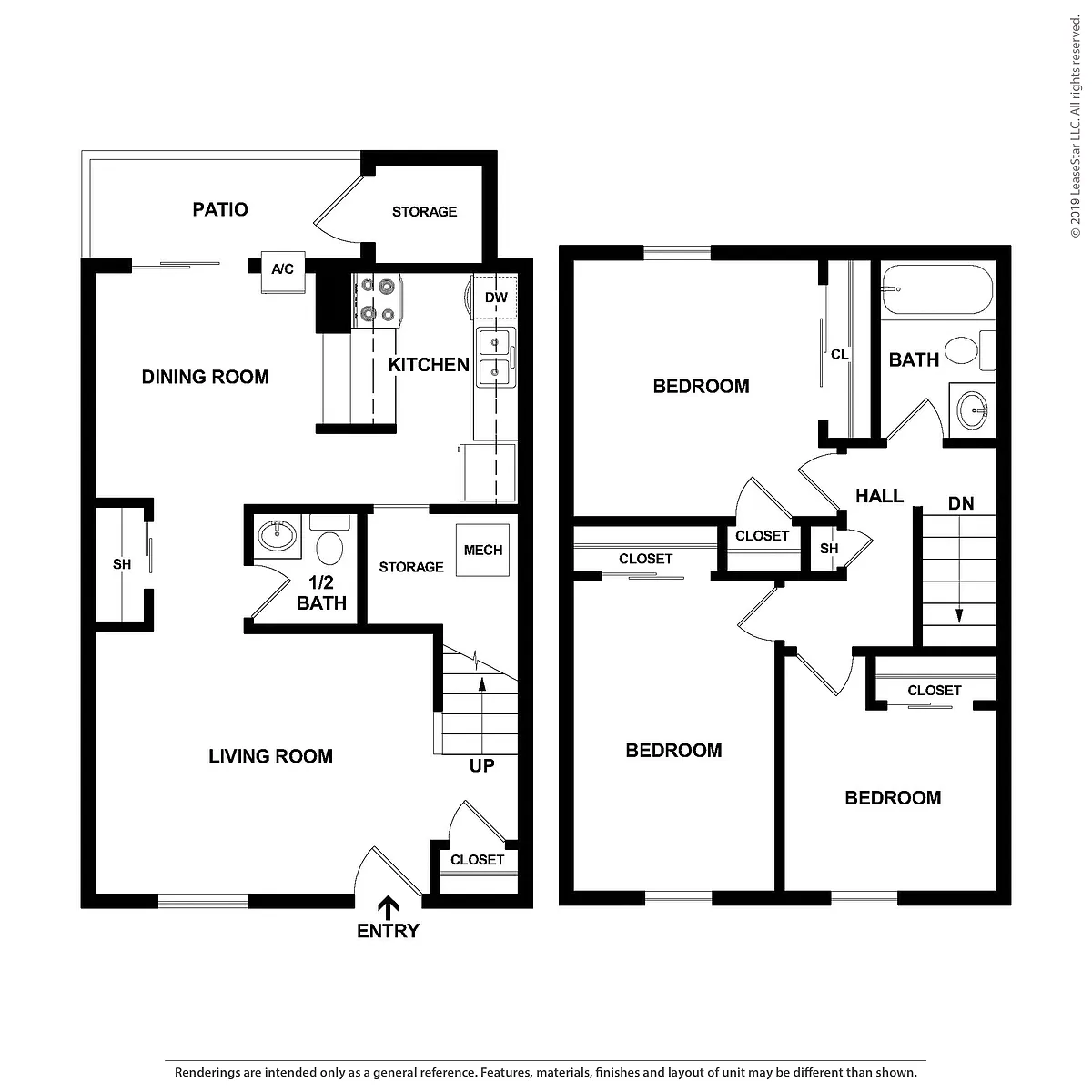 Floor plan 3 Bedroom Townhome