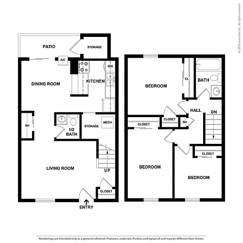 Floor plan 3 Bedroom Townhome