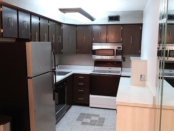 modern kitchen with tile floor