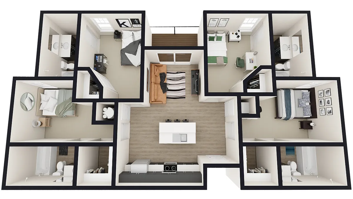 Floor plan D1 - 4X4
