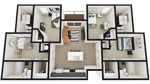Floor plan D1 - 4X4