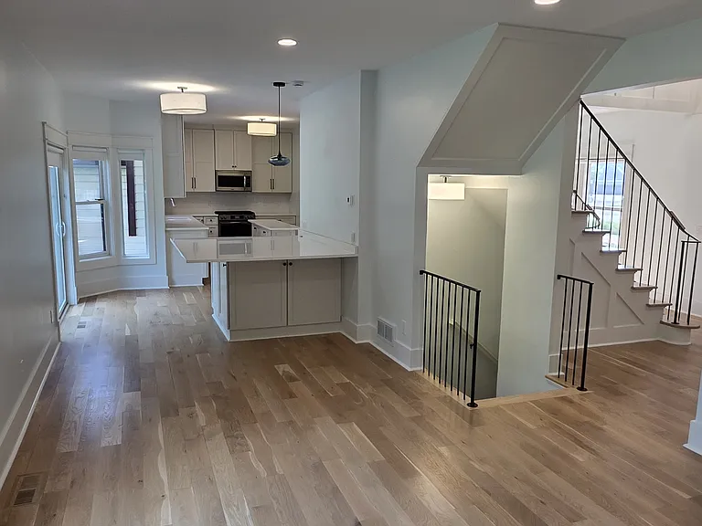 Living area looking into kitchen