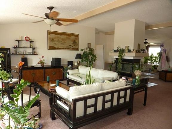 Expansive living room with fireplace