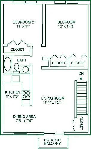 Floor plan 2BR 1BTH