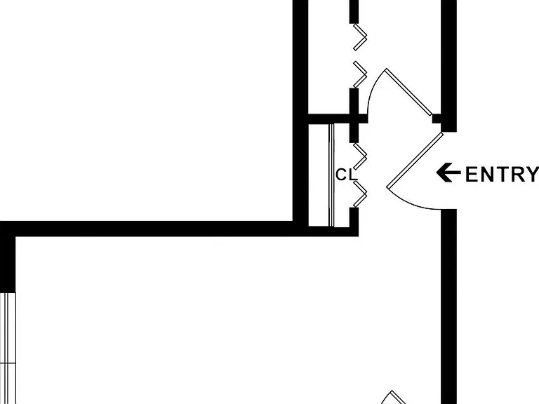 Studio E - 395 sq ft, with large living area