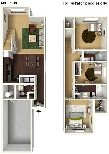 Floor plan 3BR 2.5BA 1-Car Garage