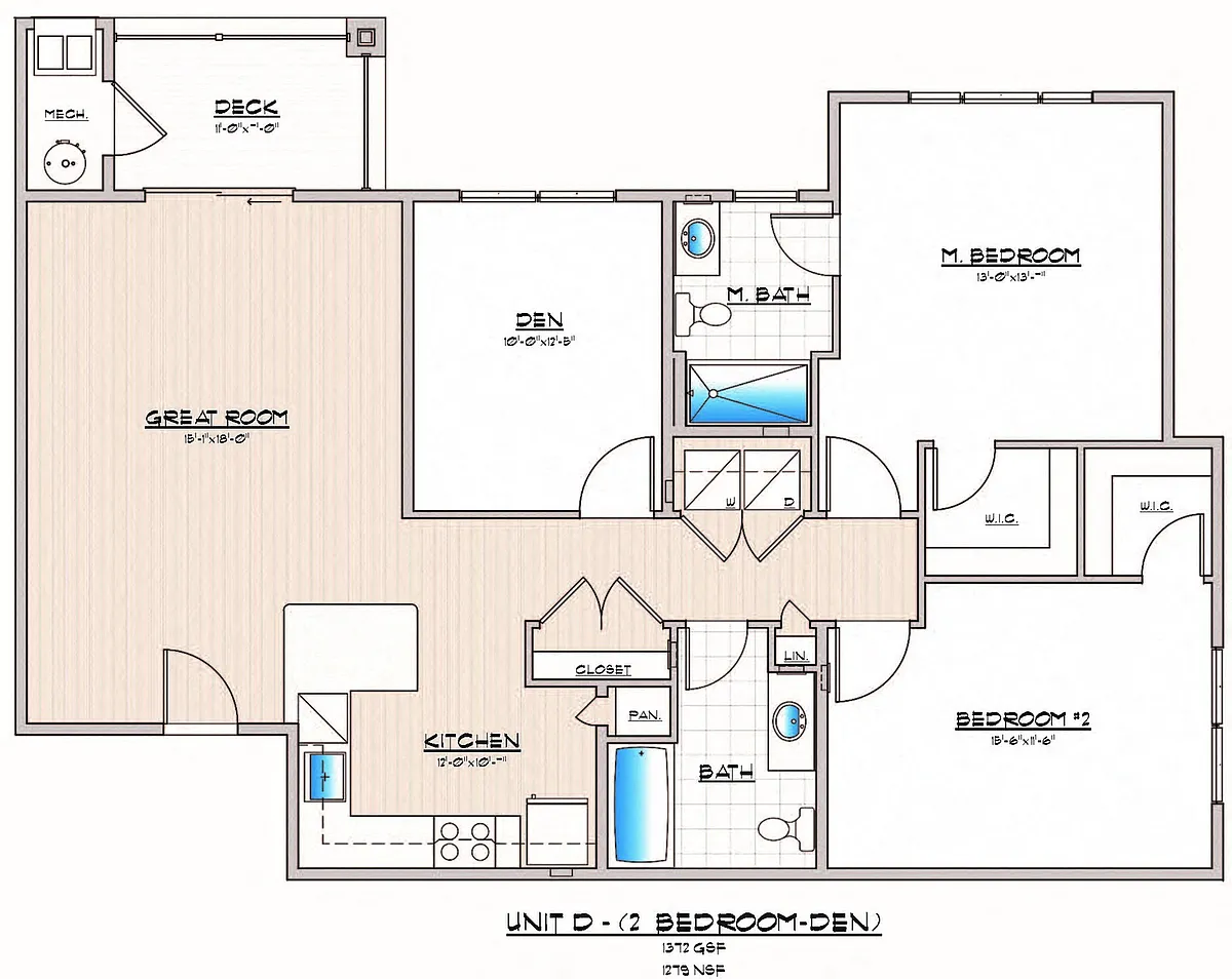 Floor plan 2 Bedroom 2 Bathroom with Den