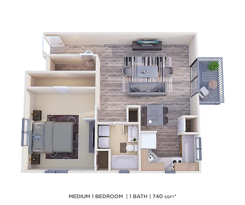 Floor plan One Bedroom - 740 sqft