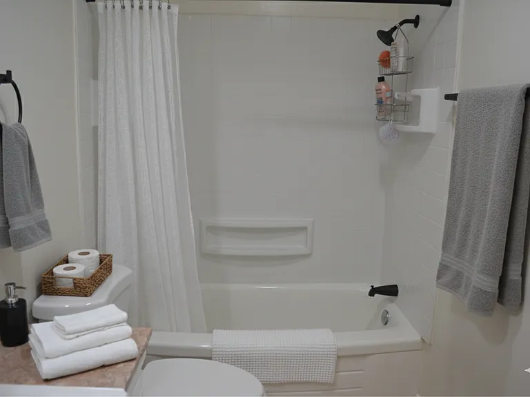 Primary Bathroom with Combined Tub/Shower - AI Generated Furnishings