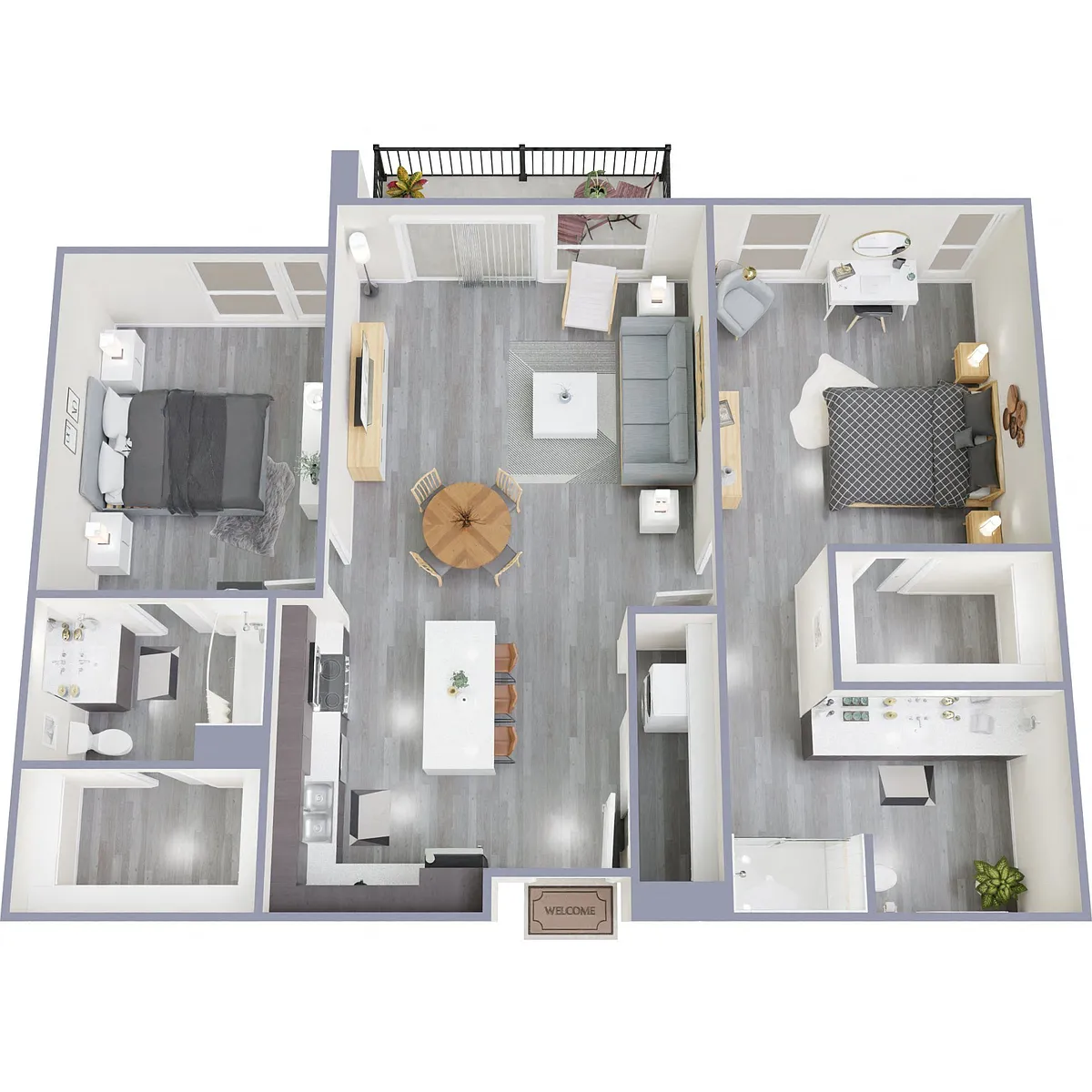 Floor plan K - 2 Bed 2 Bath