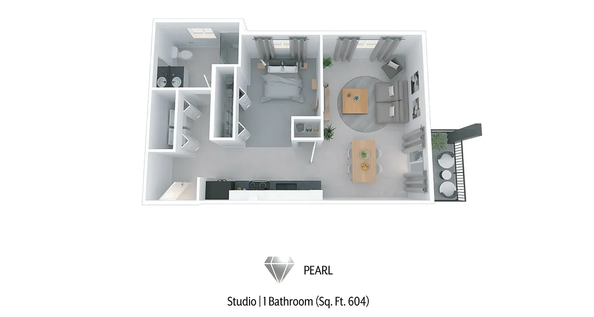 Floor plan 0 Bedroom 1 Bathroom