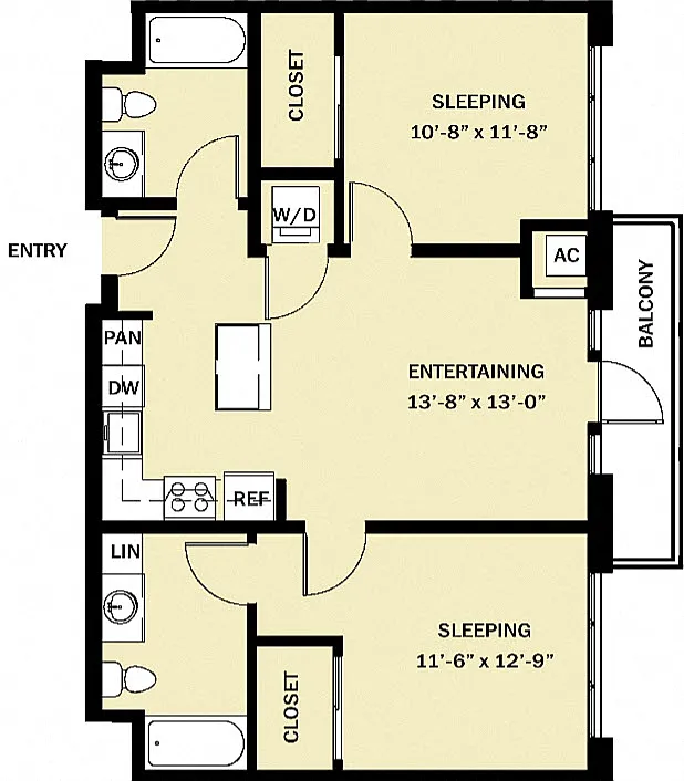 Floor plan 2 Bedroom 2 Bath C10