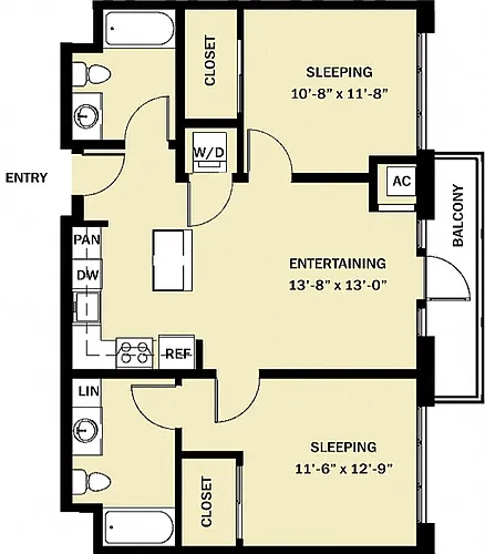 Floor plan 2 Bedroom 2 Bath C10