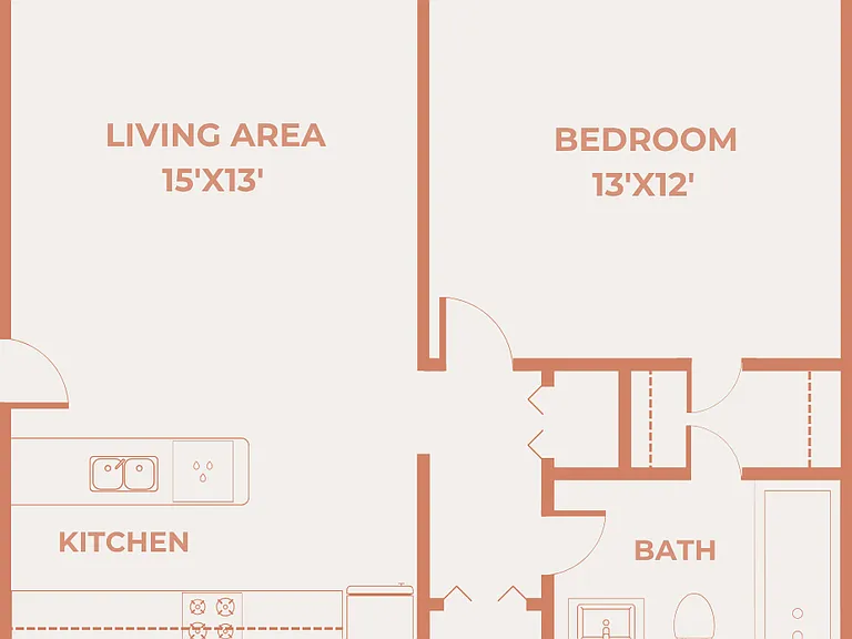 Renovated 1 Bedroom, 1 Bath Floor Plan Renovated 1 Bedroom, 1 Bath Floor Plan