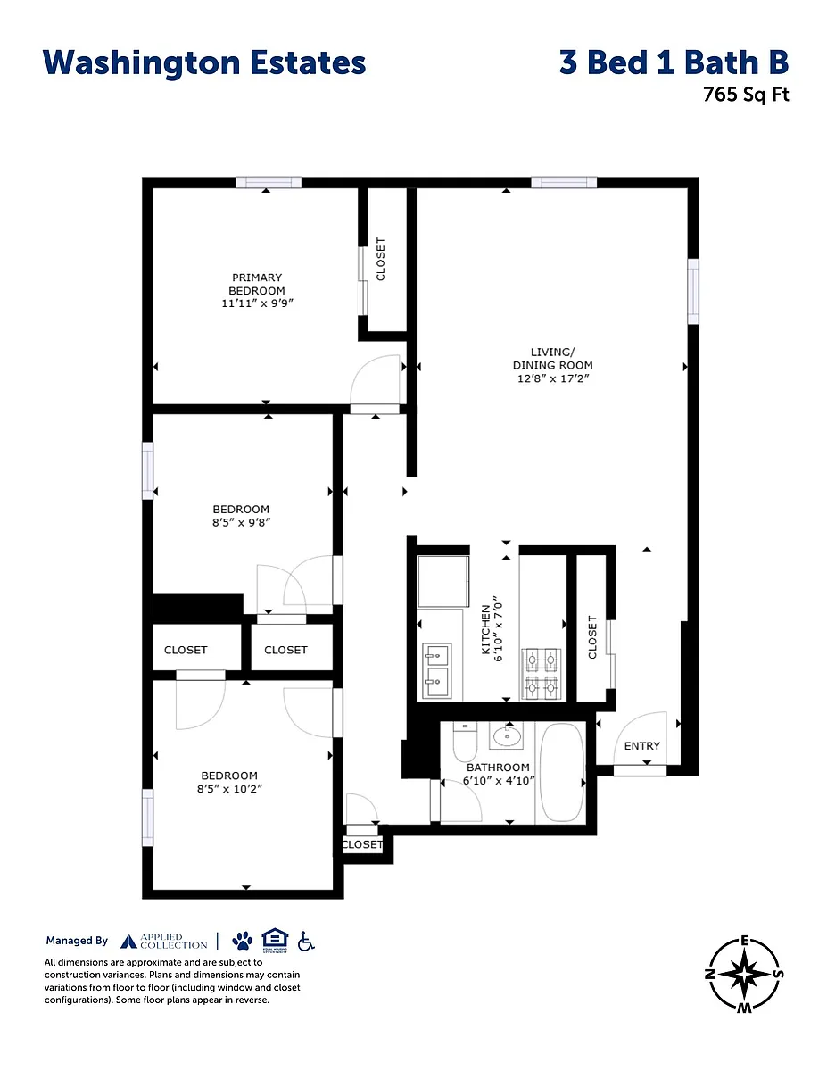 Floor plan 3 Bed 1 Bath B