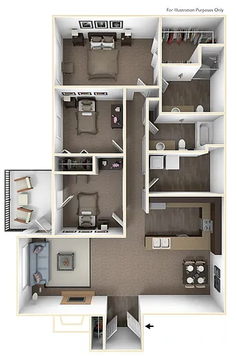 Floor plan 3 Bedroom 2 Bath