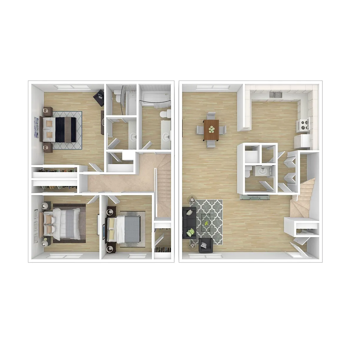 Floor plan 3 Bedroom + 2.5 Bath Townhouse