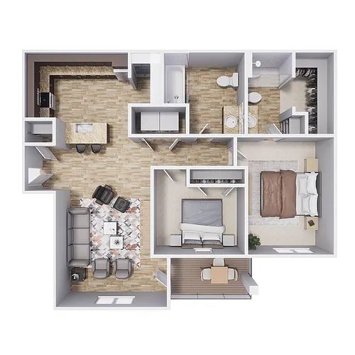 Floor plan 2x2 - 884 sqft - B3