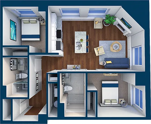 Floor plan Suite Style 09 - 2 Bedroom 2 Bath