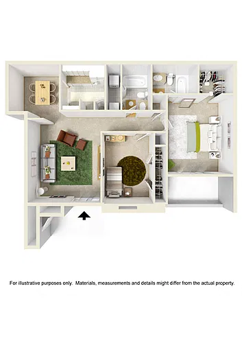 Floor plan 2 Bed 2 Bath (Fireplace Optional)
