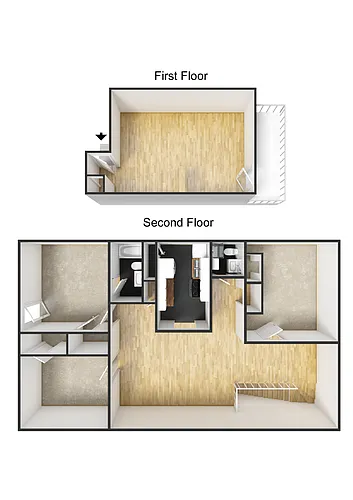 Floor plan 3-Bedroom Split Unfurnished