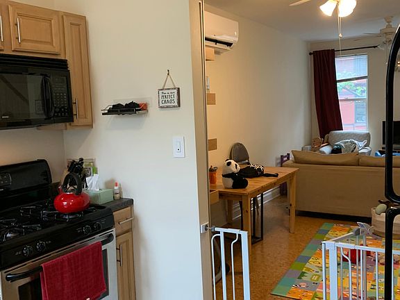 View of living room from kitchen.