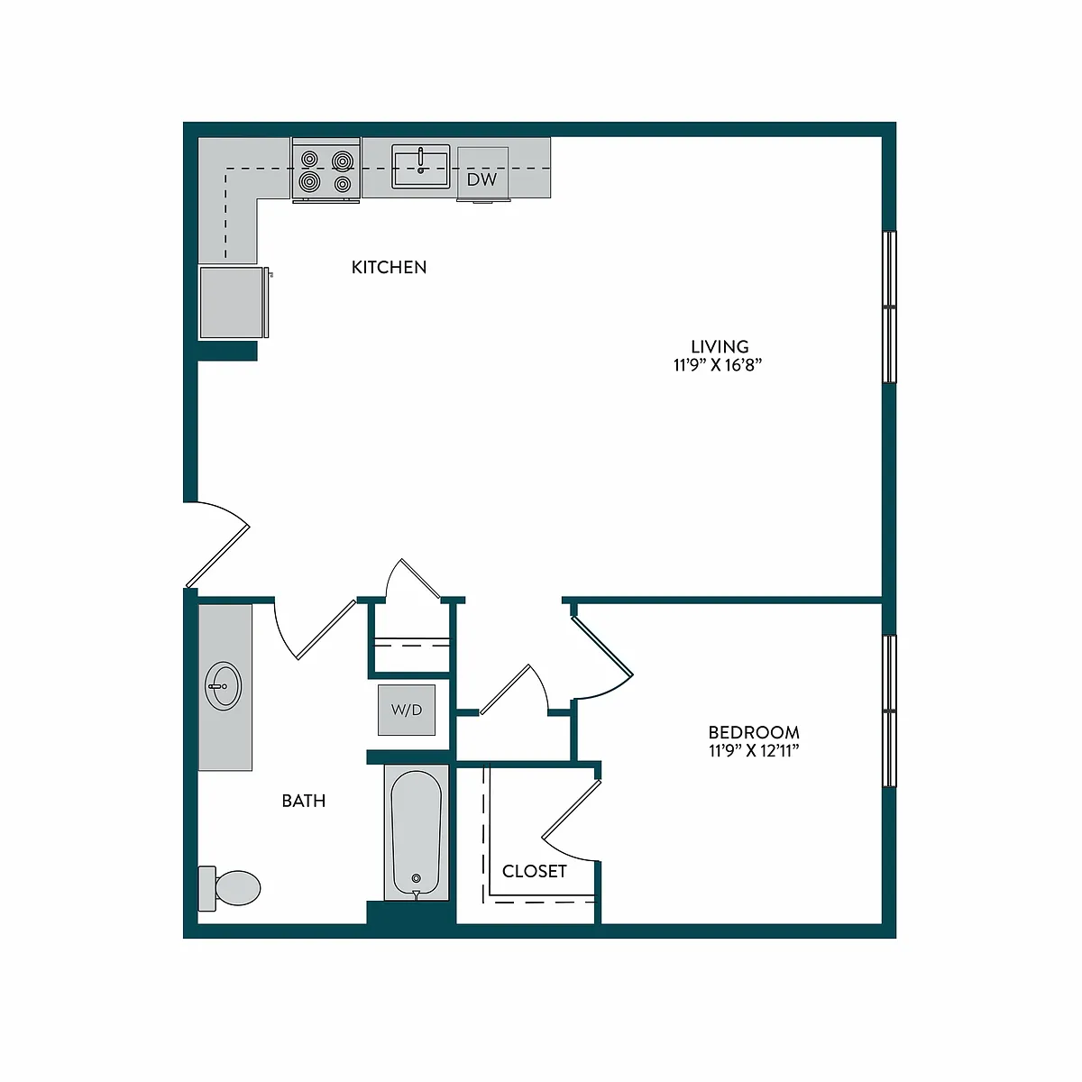 Floor plan 1BR 1BA O