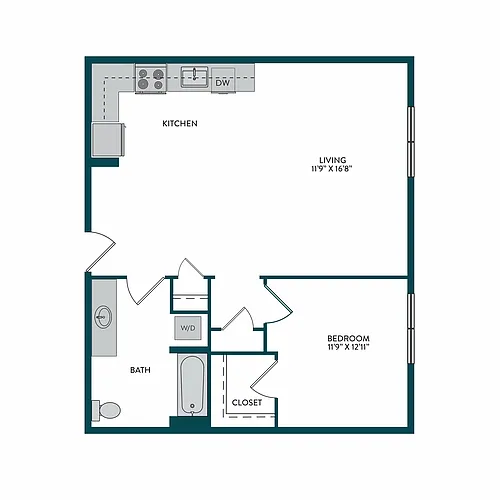 Floor plan 1BR 1BA O
